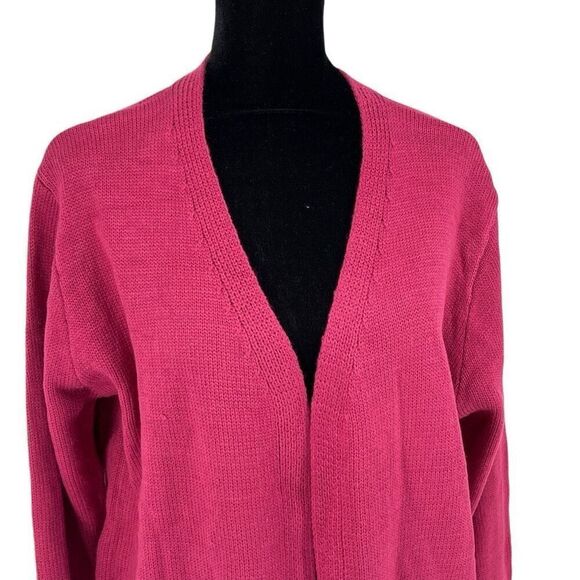 Listicle Womens Knit Open Front Long Sleeve Tunic Cardigan Magenta Medium NWT - Picture 2 of 8